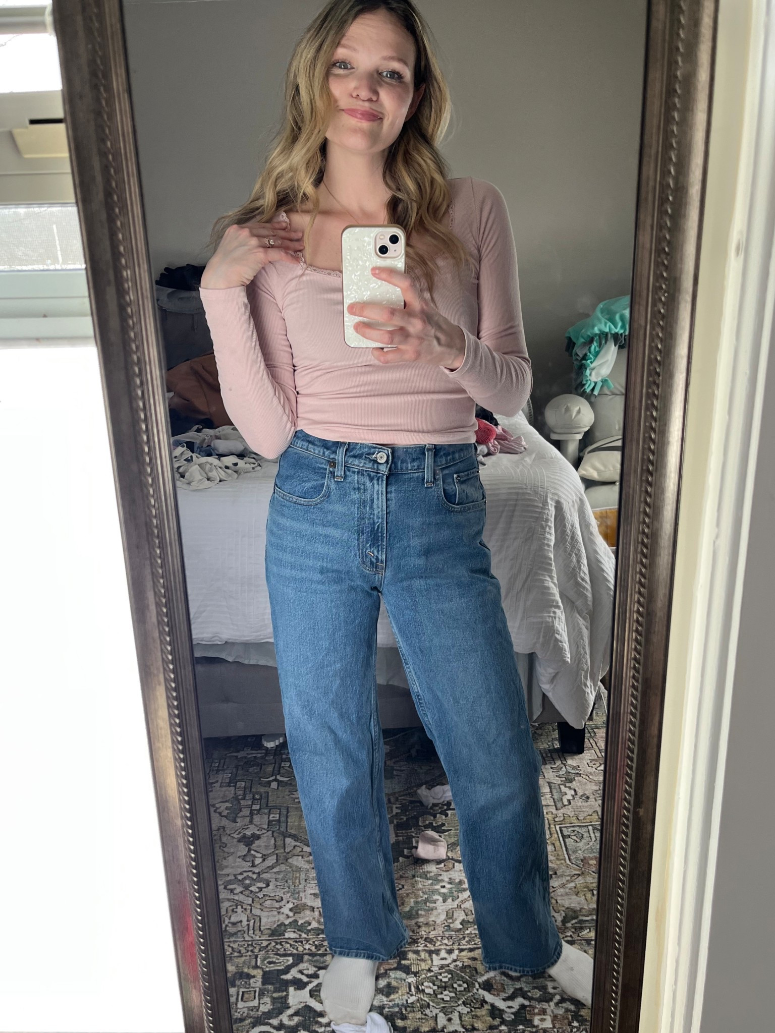 Currently on sale!!

went on a postpartum jean finding hunt over the last several months and these are the BEST. 

Perfect combo of stretchy and rigid. Fitted through the hips and butt, but wide leg. Stretchy at the waist. Just very flattering! 

And everyone I see in them looks good! 

TTS in my opinion! I’m wearing size 26 regular length. I’m 5’7! 


#LTKdayinmylife #LTKmomlife #LTKgrwm