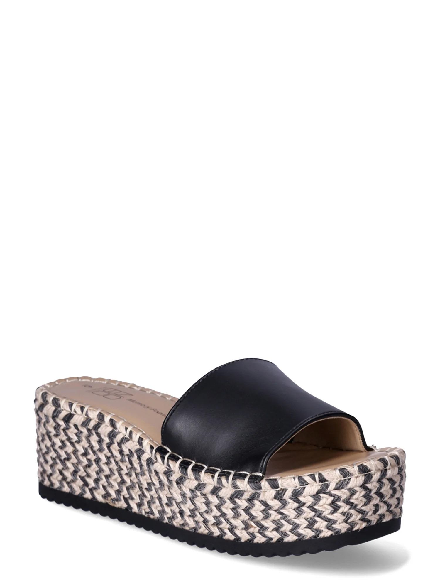 No Boundaries Women's Platform Mid-Heel Slide Sandals | Walmart (US)