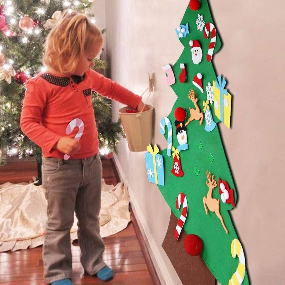 OurWarm DIY Felt Christmas Tree with Ornaments, 3ft Felt Christmas Tree for Kids, Xmas Gifts and ... | Amazon (US)