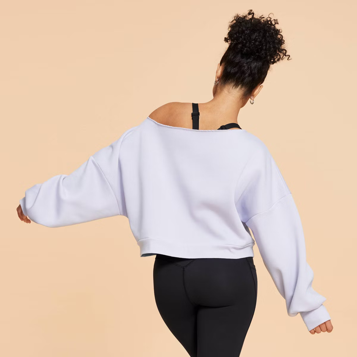 Blogilates Women's Dance Studio Off the Shoulder Sweatshirt - Light Taupe 3X | Target