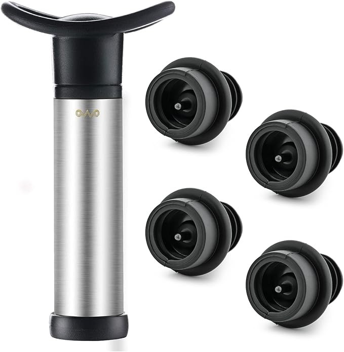 OWO Wine Saver with 4 Vacuum Stoppers, Wine Stopper Wine Preserver, Wine Bottle Keeper Set Reusab... | Amazon (US)