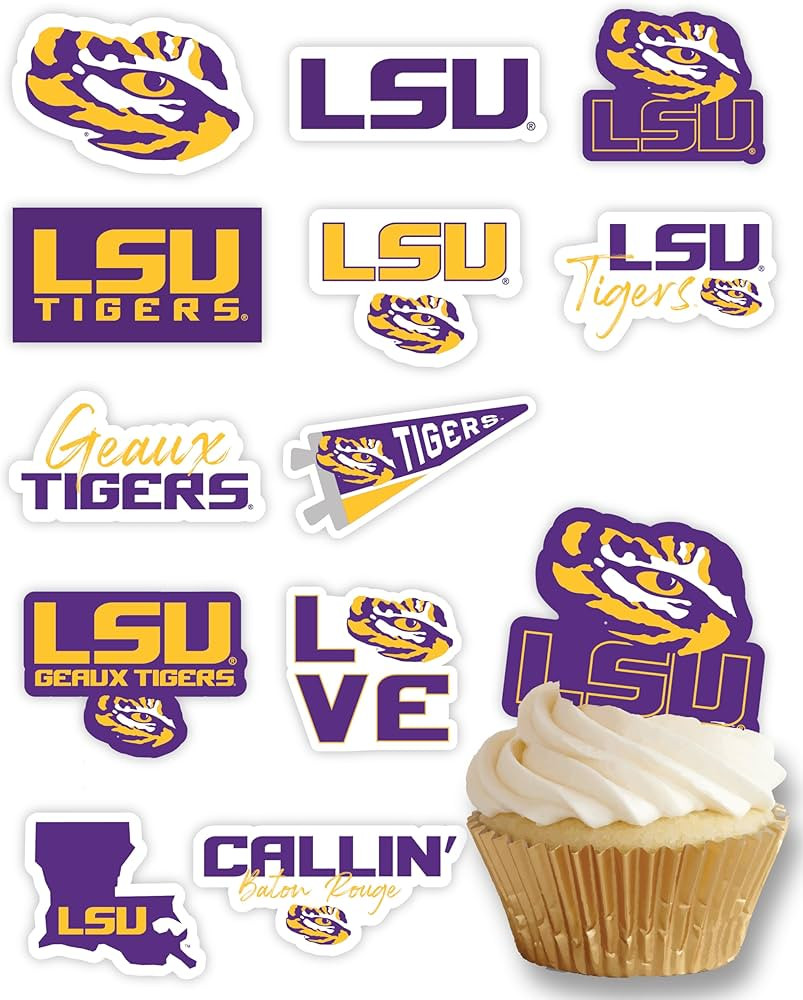 LSU Party Decorations Cupcake Toppers Supplies 24 Pcs | Amazon (US)