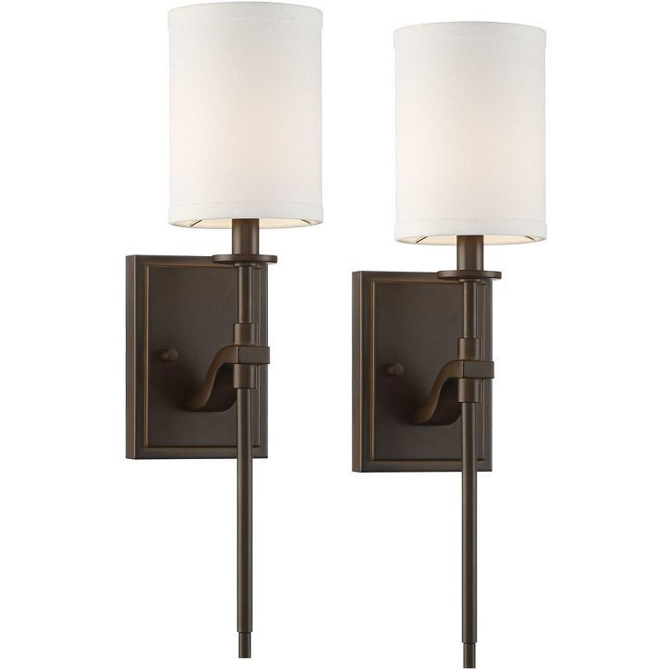 Possini Euro Design Modern Wall Sconce Lighting Set of 2 Oil Rubbed Bronze Hardwired 4 3/4" Wide ... | Target