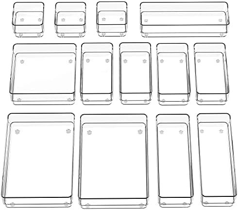 SMARTAKE 13-Piece Drawer Organizer with Non-Slip Silicone Pads, 5-Size Desk Drawer Organizer Tray... | Amazon (US)