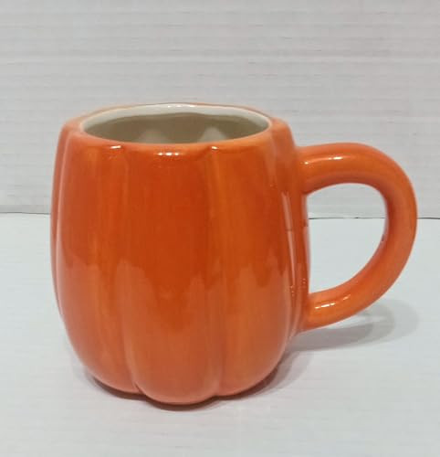 JF - Halloween Pumpkin Shaped Coffee/Tea Mug 16oz Orange or White & Blue, Fall Autumn (Orange Mug) | Amazon (US)
