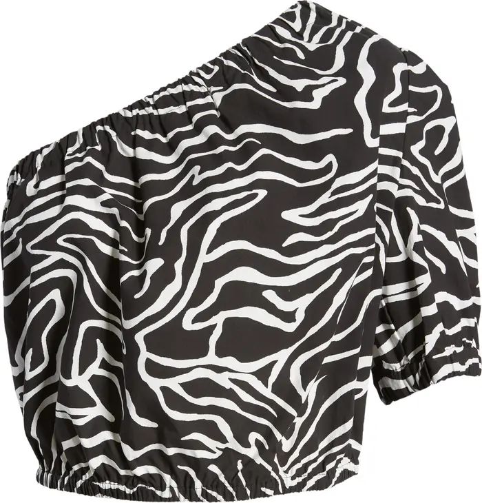 Evy Abstract Animal Print One-Shoulder Crop Top | Nordstrom