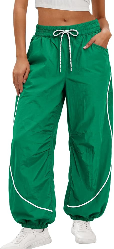 Aoysky Womens Parachute Track Pants Baggy Joggers Y2k Outfits Sweatpants | Amazon (US)