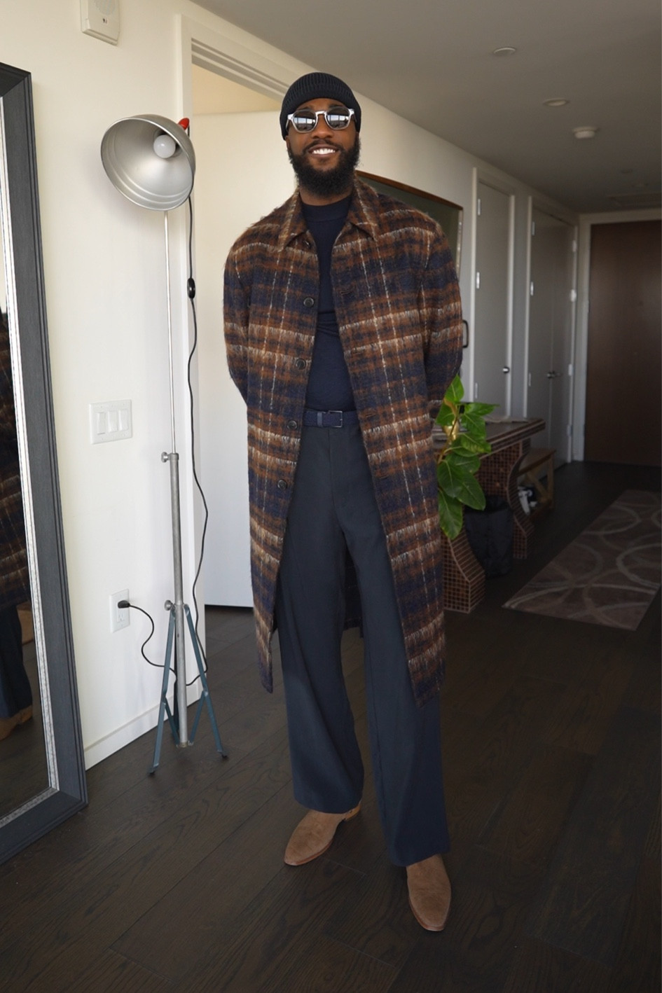 Overcoat outfit with all navy blue and harness boots. Links below ⬇️ .

#LTKMens #LTKStyleTip #LTKHoliday