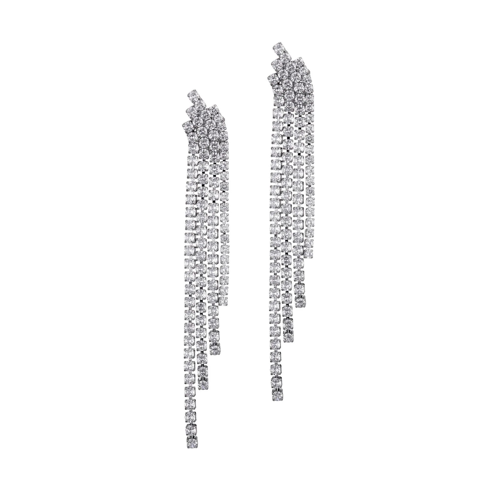 Silver Plated Crystal Cascade Sweeper Earrings | Shop Simon