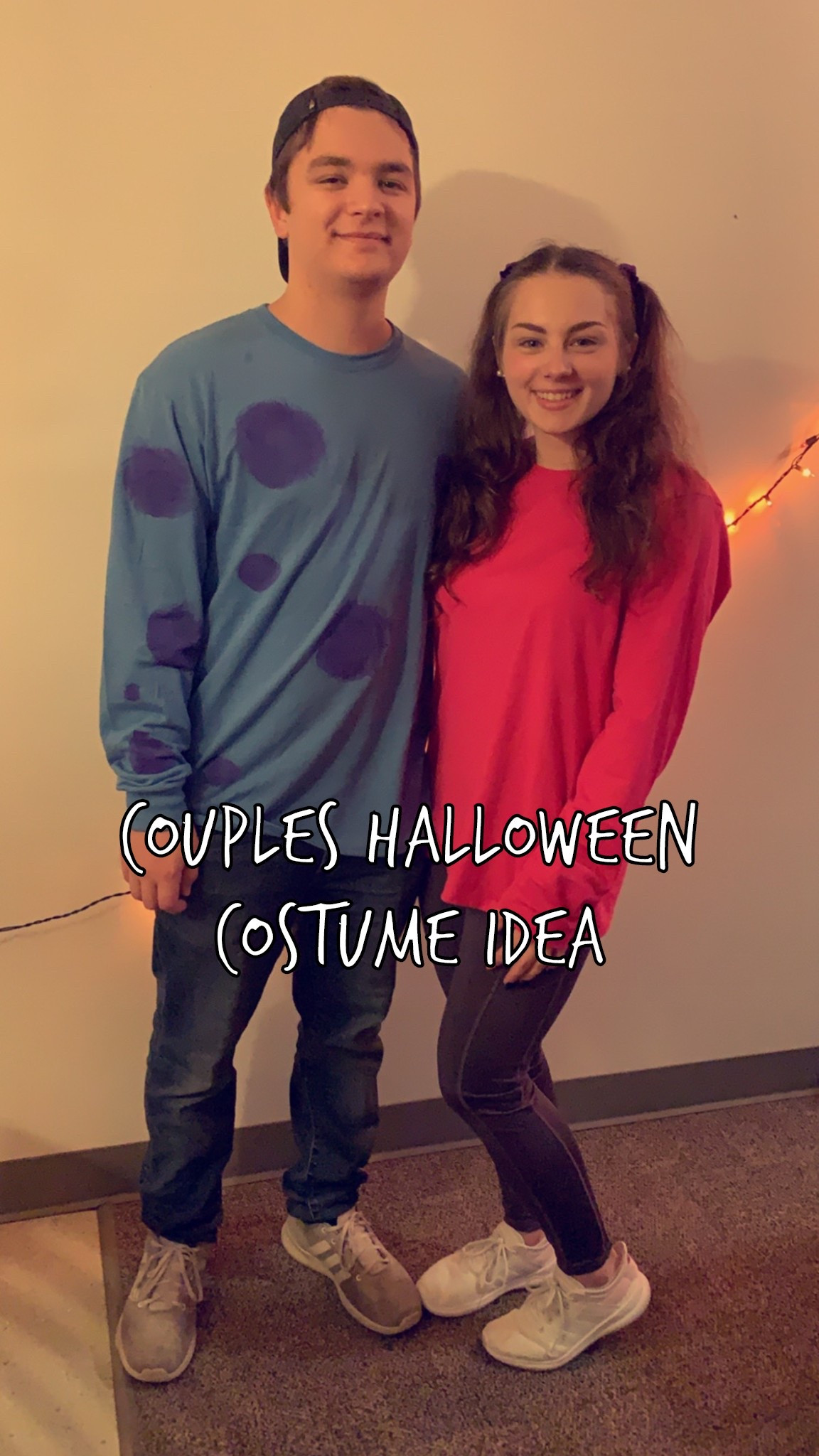 Couples Halloween costume idea 👻🎃💜💙 

This Boo and Sully costume is such a cute and creative Disney Pixar Halloween costume! Perfect for a couples costume, best friend costume, or even a Disney-inspired Halloween outfit. 💕 

I love how easy it is to recreate this DIY Monsters Inc costume with a purple oversized t-shirt dress for Boo, white sneakers, and pigtails, while Sully wears a blue furry onesie or plush pajama set with purple spots. 🟣🔵 

This is such a fun, cozy, and instantly recognizable Disney couple’s costume, and it’s also a great last-minute Halloween costume idea. Whether you’re heading to a Halloween party, passing out candy, or going to a Disney Halloween event, this is the ultimate mix of cute, funny, and nostalgic Halloween vibes. 🏰✨

Shop the full look here on LTK so you can recreate this Monsters Inc couples costume just in time for spooky season! 🕷️👻🎃

#LTKSeasonal #LTKFindsUnder50 #LTKHalloween