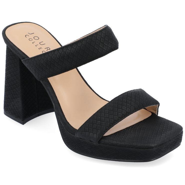 Journee Collection Womens Jaell Multi Strap Covered Block Heel Platform Sandals | Target