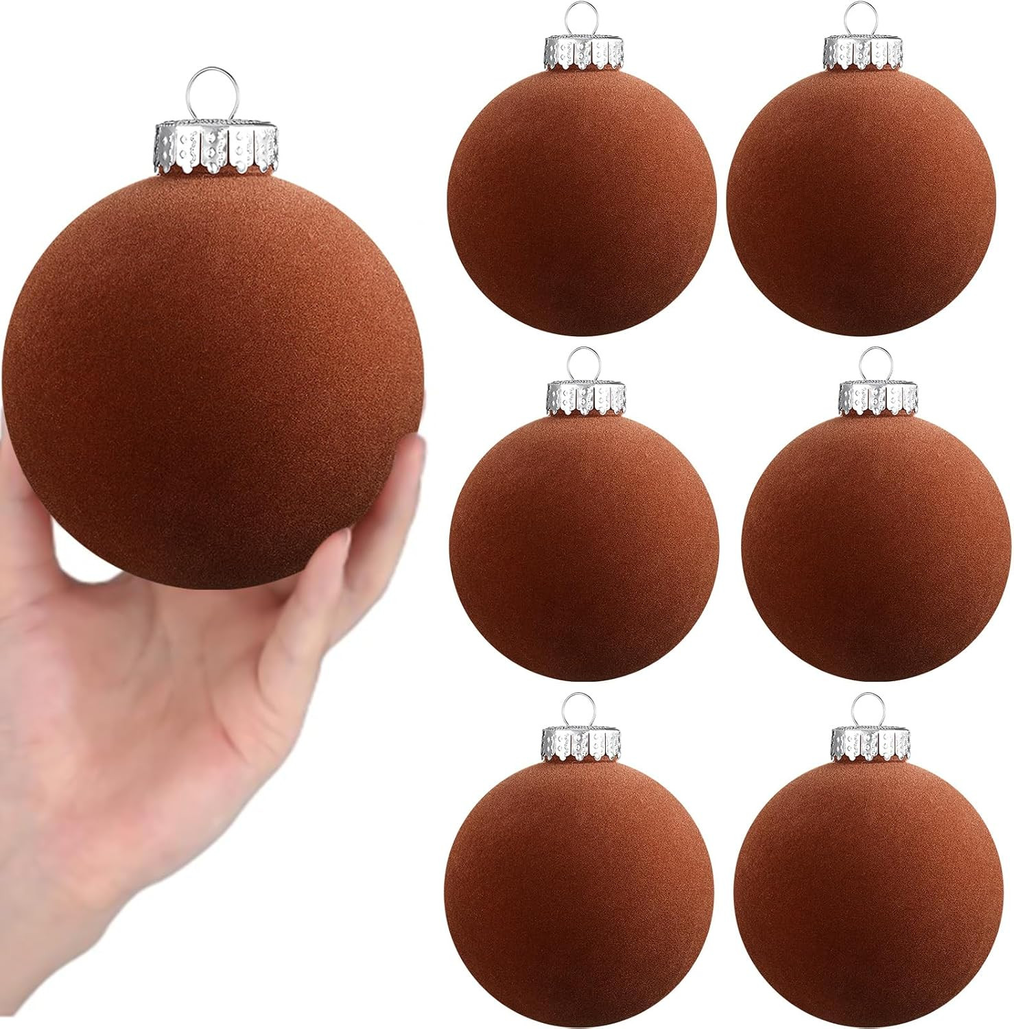 6 Pcs Large Christmas Velvet Ball Ornaments 4 Inch | Amazon (US)