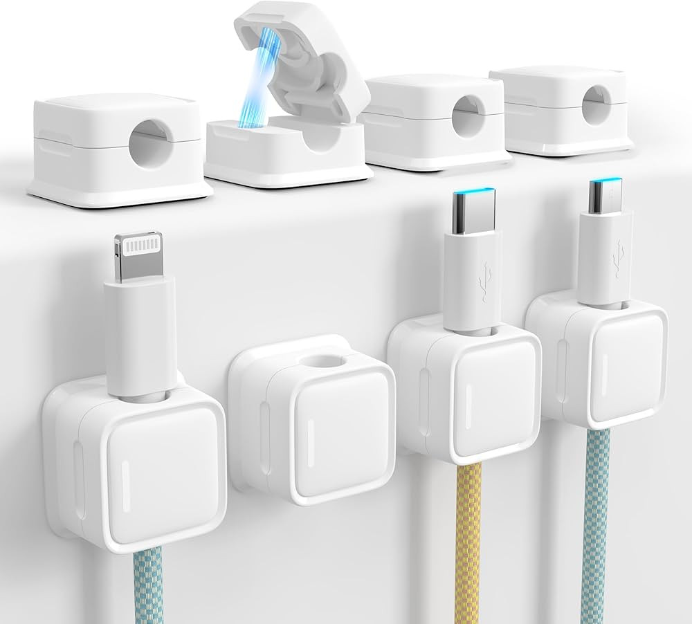 Cord Organizer Holder, 8 Pack Magnetic Desk Cable Clips Management, Hide Phone Charging Cable Kee... | Amazon (US)