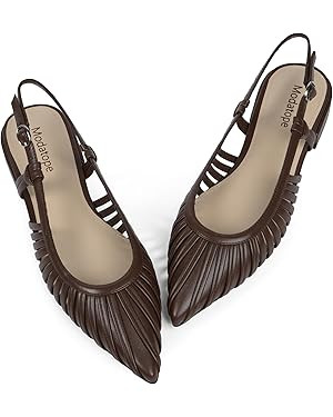 Modatope Slingback Flats for Women Pointed Toe Ballet Flats Classic Low Heel Sandals Dress Shoes | Amazon (US)