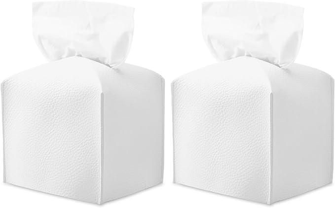 Fixwal Tissue Box Cover Holder, 5.12 x 5.12 x 5.12 Inches Decorative Organizer PU Leather Square ... | Amazon (US)