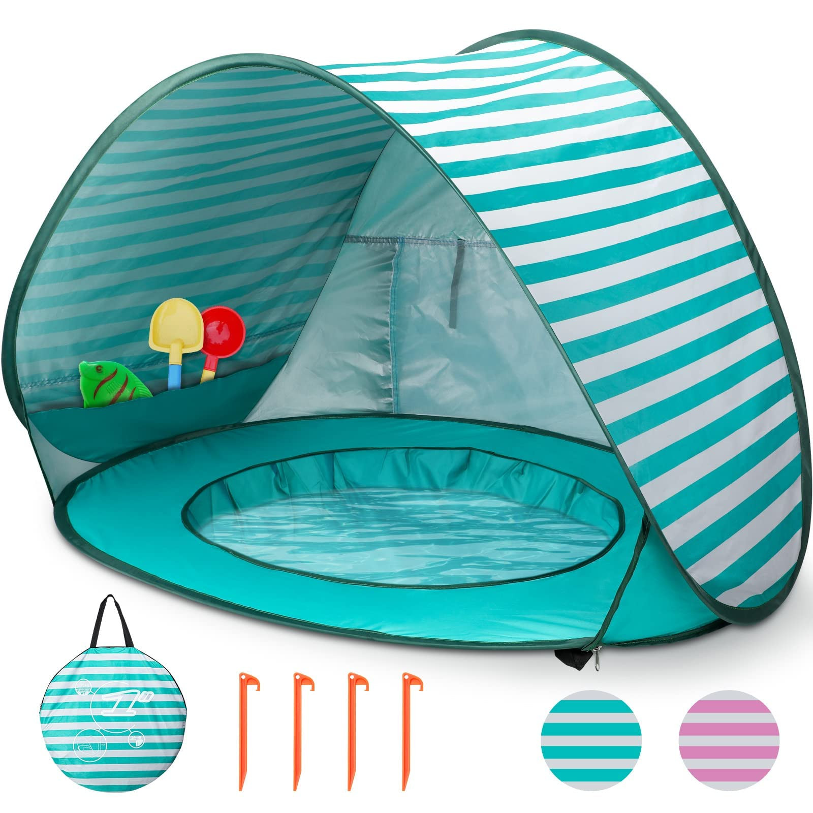 Pop Up Baby Beach Tent,Automatic Baby Sun Shade Shelter Tent with Baby Pool Portable Lightweight ... | Amazon (UK)