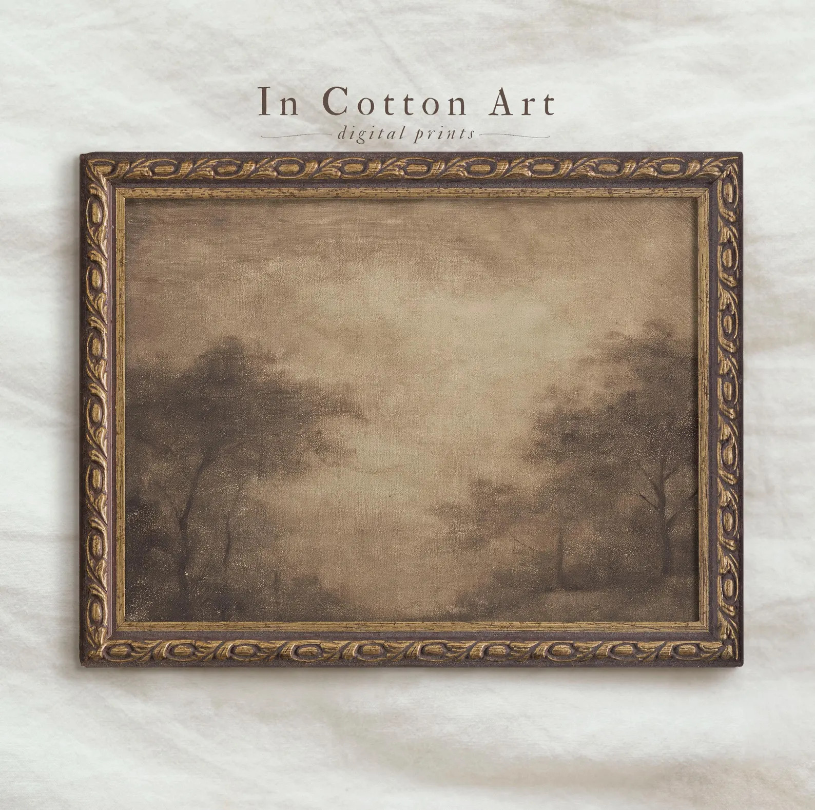 Misty Moody Forest Digital Print, Vintage Neutral Landscape Wall Art, Foggy Woodland Scene, Rusti... | Etsy (US)