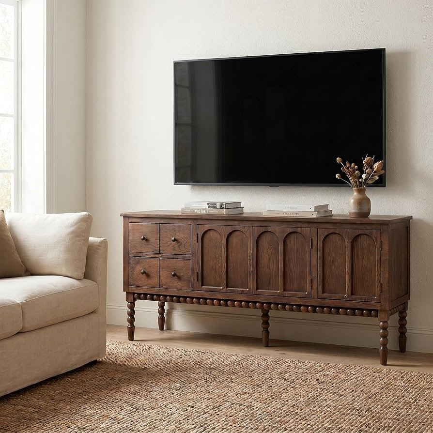 Pembroke 65\u201d Cottage Entertainment Console, TV Stand or Dining Server, Spindle Leg Media Cab... | Amazon (US)