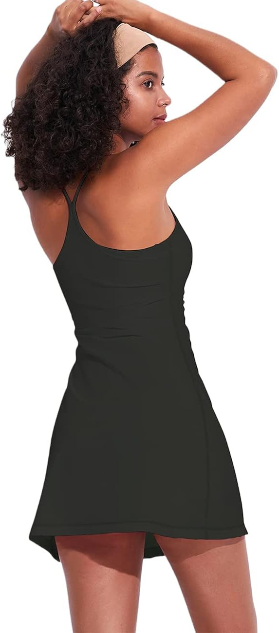 Women's Exercise Workout Dress with Built-in Bra & Shorts Sleeveless Tennis Golf Athletic Dress w... | Amazon (CA)