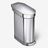 simplehuman 45 Liter / 12 Gallon Slim Hands-Free Kitchen Step Trash Can with Liner Rim, Brushed Stai | Amazon (US)