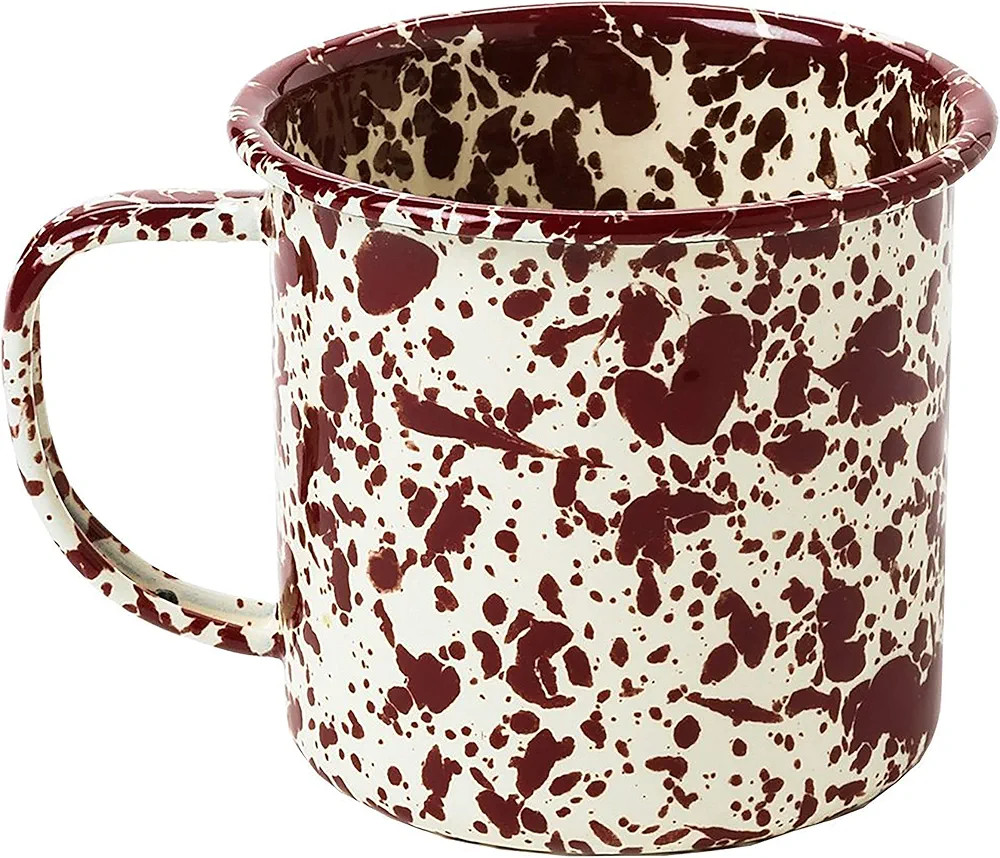 Crow Canyon Home Enamelware Mug, 12 ounce, Burgundy/Cream Splatter (Set of 4) | Amazon (US)