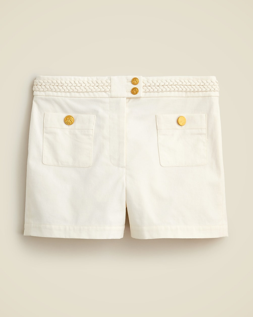 Cotton-blend mini short with braided trim | J. Crew US