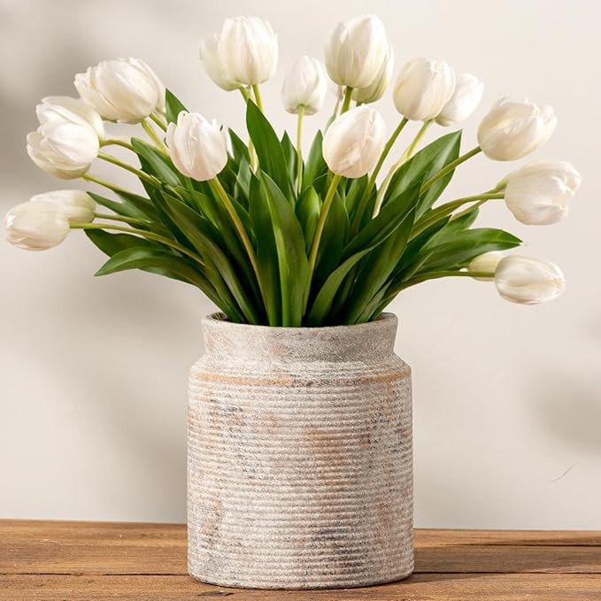 Ceramic Flower Vase 7.5 inch Farmhouse Rustic Vase for Home Decor Handcrafted Pottery Terracotta ... | Amazon (US)