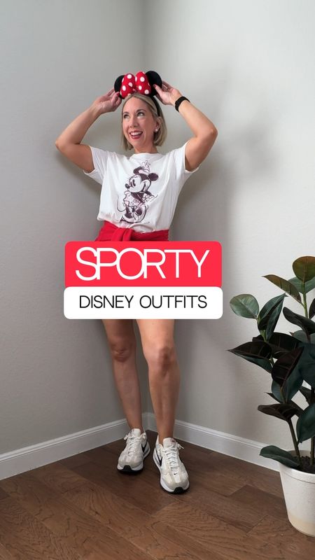 DISNEY OUTFITS . . . But make them sporty;) 

Are you planning a trip to Disney soon and need some outfit ideas? Well here’s the thinking behind my outfit planning for our recent Disney vacation: 

I wanted outfits that were comfortable, versatile in both the chilly mornings and hot afternoons, but still had some Disney flare.

I started with clothes I already owned - since I wear athleisure most days (hence the sporty outfit theme.) 

I picked favorites like my Vuori hoodies, joggers and athletic skirt, along with bike shorts, sweatshirts and tank tops. I chose colors that were mostly red, white and black or matched my tees & headbands. 

I then filled in the gaps with a few Disney themed tees and some mouse ear headbands. 

Black & white Minnie tee - I sized up to a large for rear coverage over bike shorts 

Colorful printed tee - size small and true to size 

Bike shorts tank tops and vuori clothing all true to size.  

Pink sweatshirt - men’s size small (also have one in medium) 

Black flare leggings and shorts true to size.

Leave a comment below with any questions! 

Comment “LINKS” to get the shopping links for these outfits sent straight to your DM’s.  

You can also find these items in my LTK shop through the link in my profile! 

#LTKfindsunder50 #LTKVideo #LTKtravel