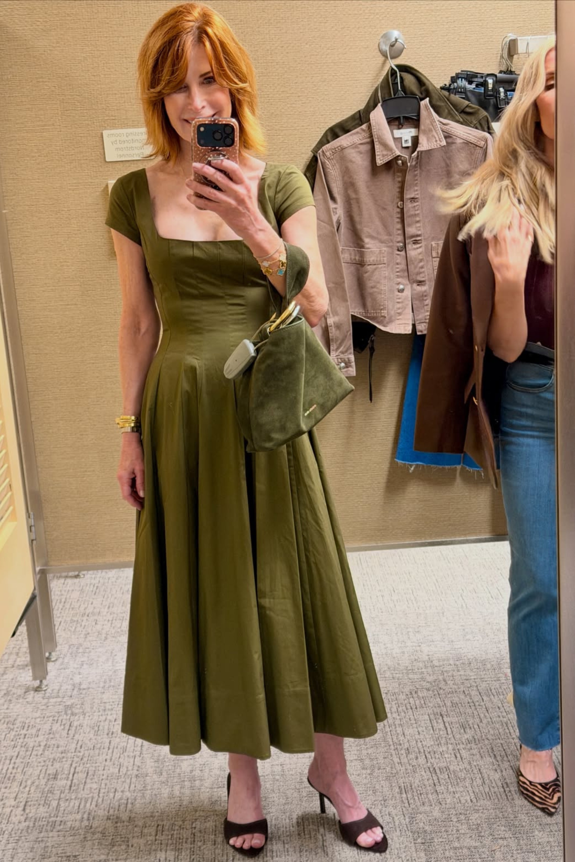 This gorgeous green midi dress is a standout Nordstrom Anniversary Sale find! The flattering fit-and-flare shape makes it perfect for a fall wedding guest dress, date night or special event, and the coordinating suede bag is also part of the sale.

#LTKOver40#LTKSaleAlert#LTKWorkwear 

 