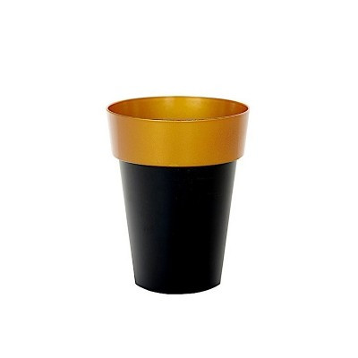 Home Collection 2Pcs Metallic Round Plastic Flower Plant Pots Black and Gold | Target