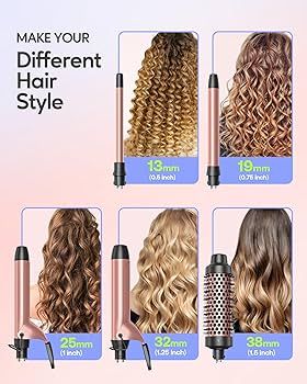 Wavytalk 5 in 1 Curling Iron,Curling Iron Set with Heated Round Brush and 4 Interchangeable Ceram... | Amazon (US)