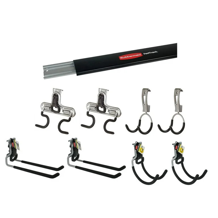 Rubbermaid FastTrack Wall Mounted Storage Rails + Organizing Hook Assortment | Walmart (US)
