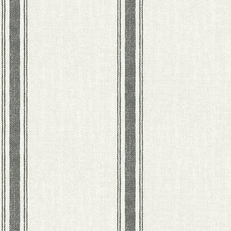 Chesapeake 3115-12461 Linette Fabric Stripe Wallpaper, Black | Amazon (US)