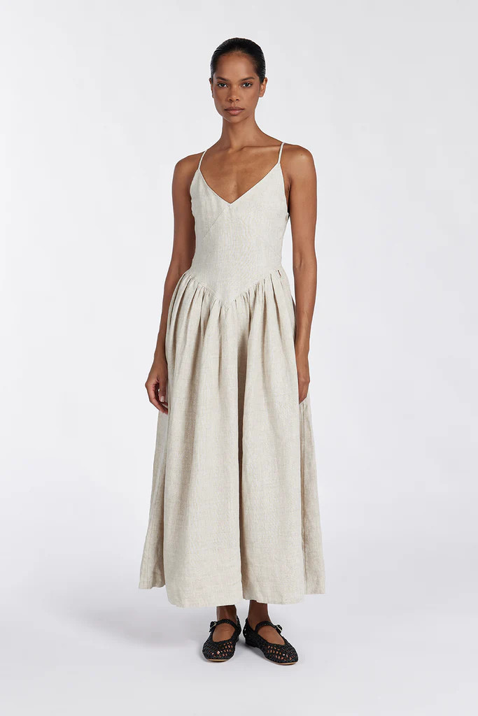 LEXI NATURAL LINEN MIDI DRESS | DISSH