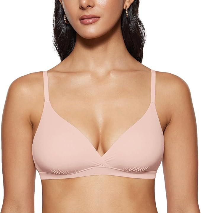 Women's Inbarely Triangle Bralette Comfortable Unlined V Neck Wireless Smoothing Bra Top Stretch | Amazon (US)