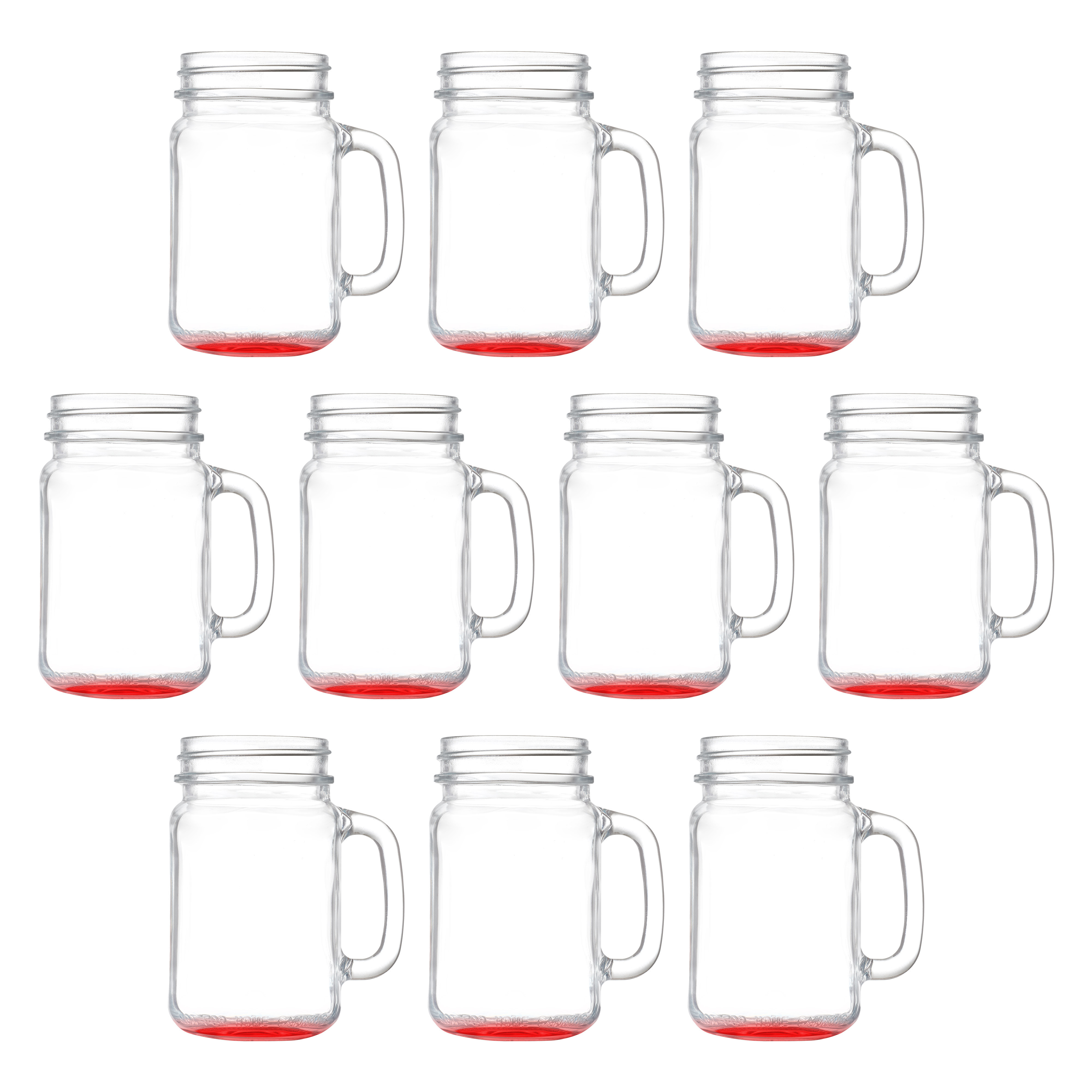 10 Libbey Mason Jars with Handles Set, 16 oz. - Traditional style, High standard - Red | Walmart (US)