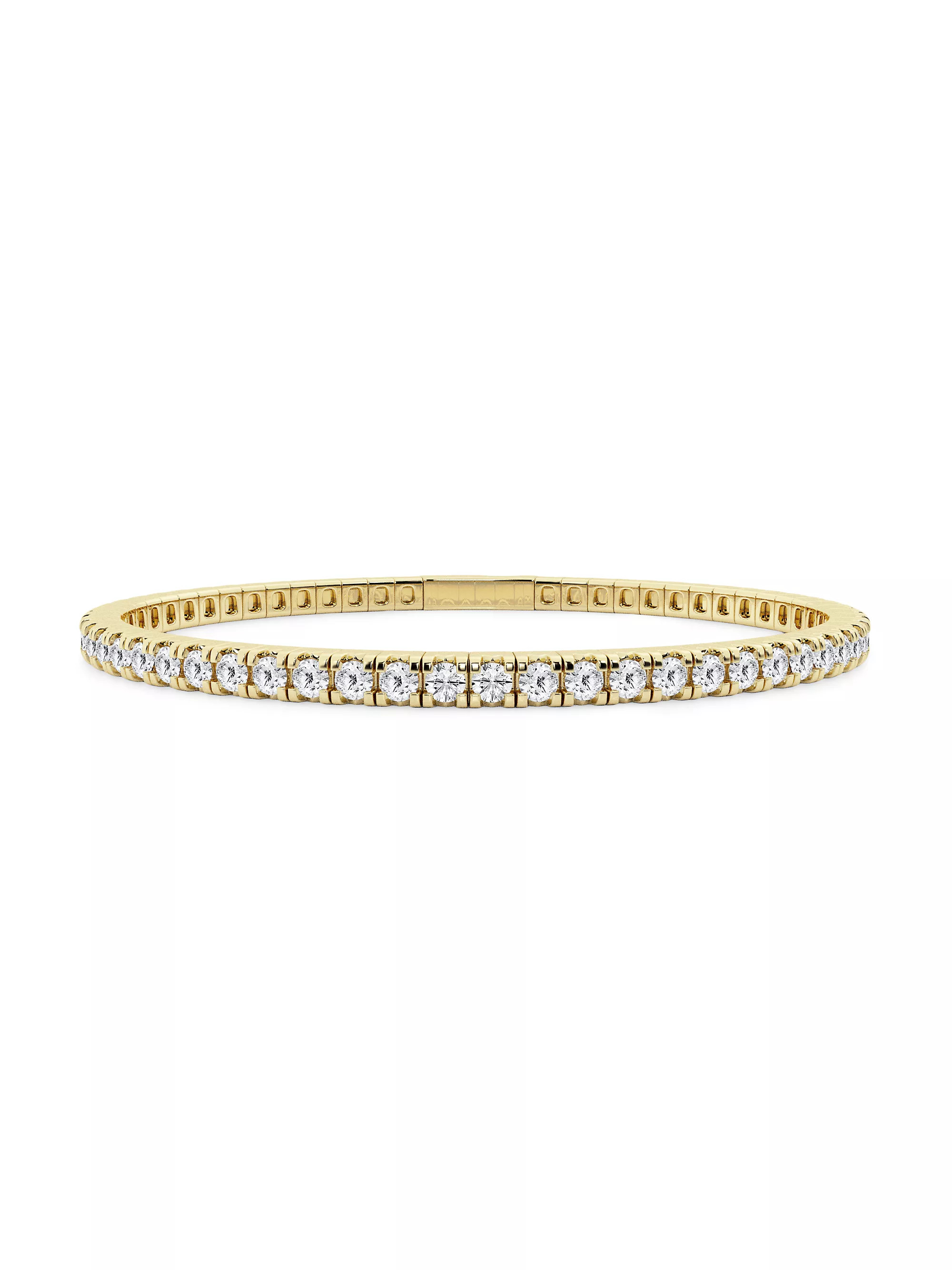 14K Yellow Gold & Round Lab-Grown Diamond Flexible Tennis Bangle/1.00-10.00 TCW | Saks Fifth Avenue