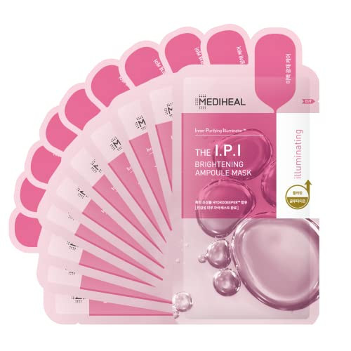 Mediheal Official Best No.1 Korean Sheet Mask - IPI Ampoule Face Mask 10 Sheets For Brightening Radiant for Dull Skin with Niacinamide | Amazon (US)