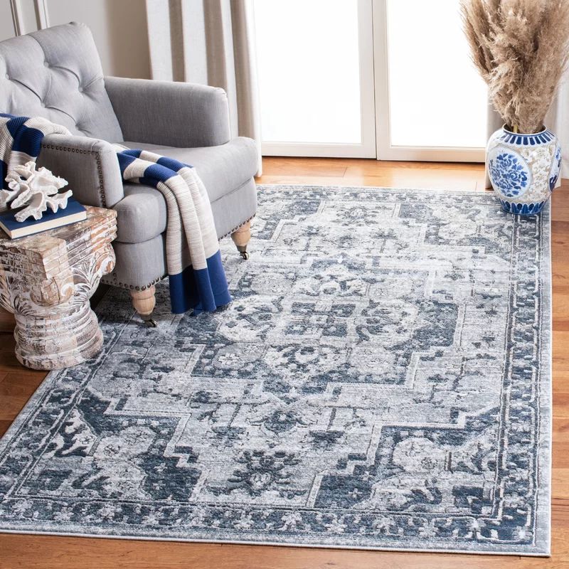 Oriental Navy/Ivory Area Rug | Wayfair Professional