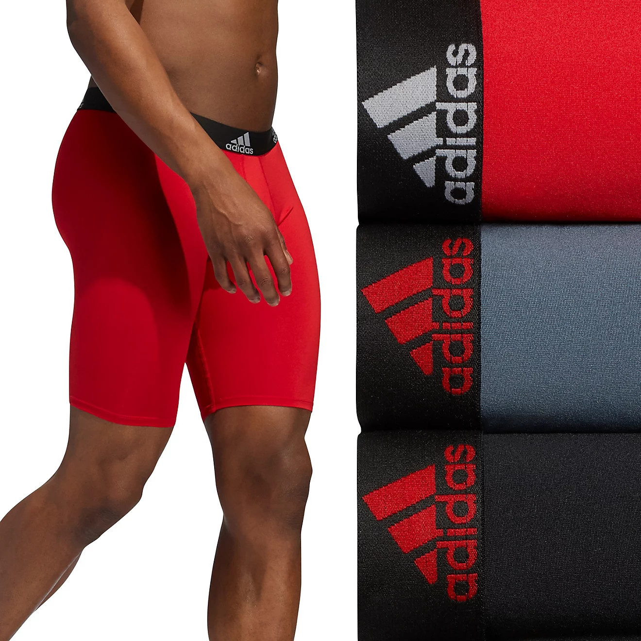 Adidas Men's Performance Long Boxer Briefs 3-Pack | Academy | Academy Sports + Outdoors