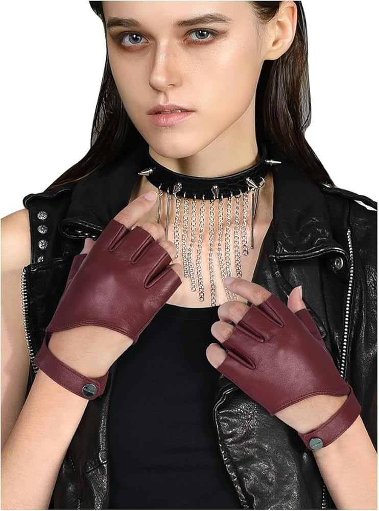 FIORETTO Womens Fingerless Leather Gloves for Driving Motorcycle Unlined Half Finger Gloves 20042... | Amazon (US)