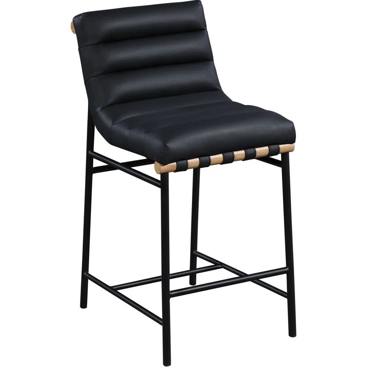 Burke Black Faux Leather Counter Stool | Wayfair Professional