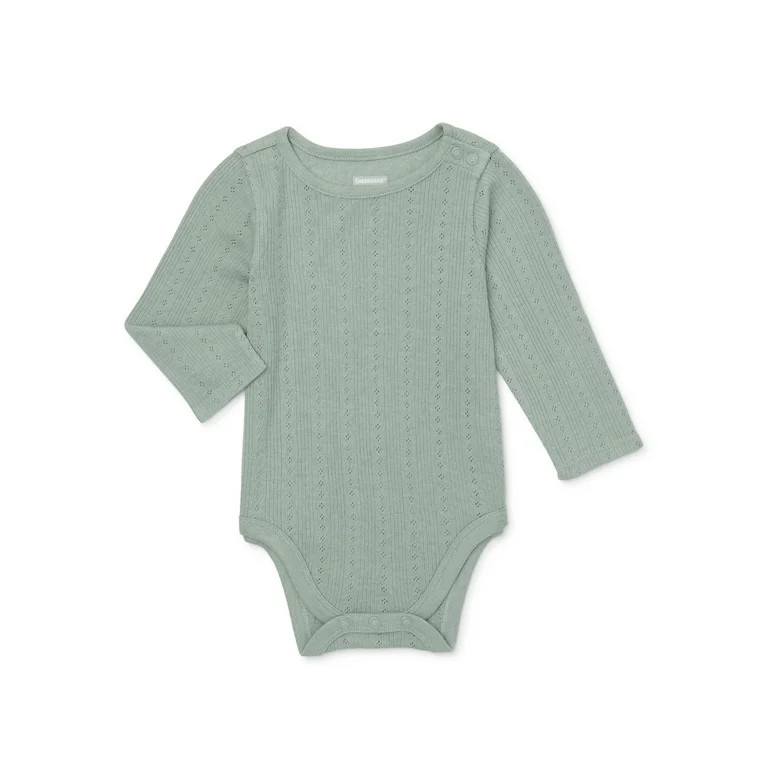Garanimals Baby Girl Long Sleeve Pointelle Bodysuit, Sizes 0-24 Months | Walmart (US)