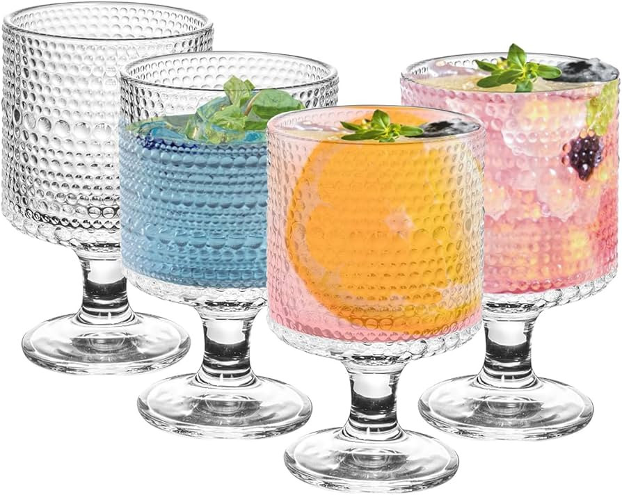 Vintage Hobnail Drinking Glasses Set of 4, 8 oz Vintage Goblet Glasses, Cocktail Glasses, Wine Gl... | Amazon (US)