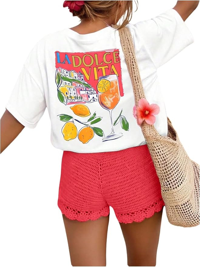 SweatyRocks Women's Graphic Tees Casual Short Sleeve Crewneck Summer Funny T Shirts | Amazon (US)