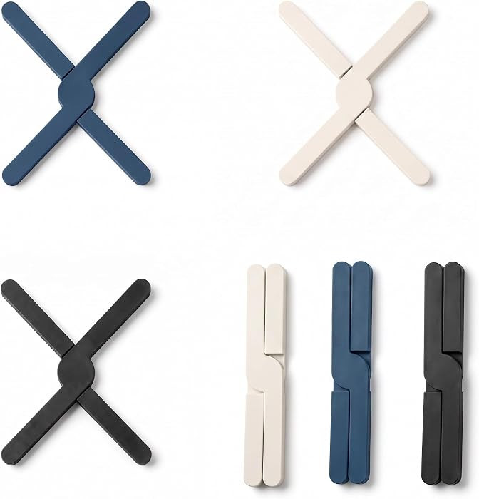 3 Pack Expandable Silicone Trivets, Foldable Heat Resistant Hot Pot Holders | Amazon (US)