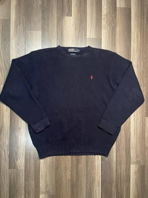 Vintage Polo Ralph Lauren Sweater Mens  Blue Tight Knit  Preppy Golf Sz L | eBay US