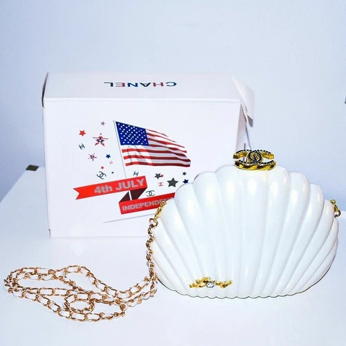 NEW CHANEL VIP Minaudiere White Clam Shell Crossbody Convert. Clutch Chain Bag  | eBay | eBay US