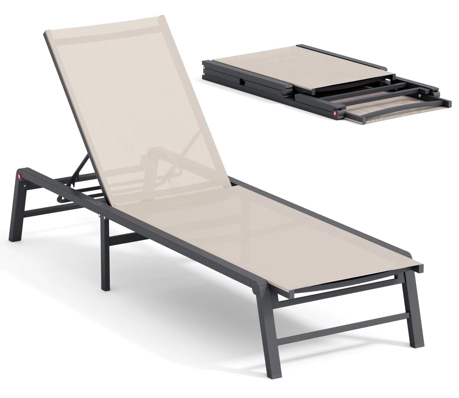 FHVIT Outdoor Chaise Lounge Chair, Foldable Patio Lounge for Tanning Poolside Yard Deck Chairs | Walmart (US)