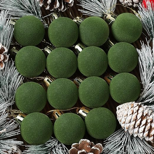 Liliful 15 Pcs Velvet Christmas Balls Bulk Flocked Christmas Tree Ball Ornaments Plastic Balls Xm... | Amazon (US)